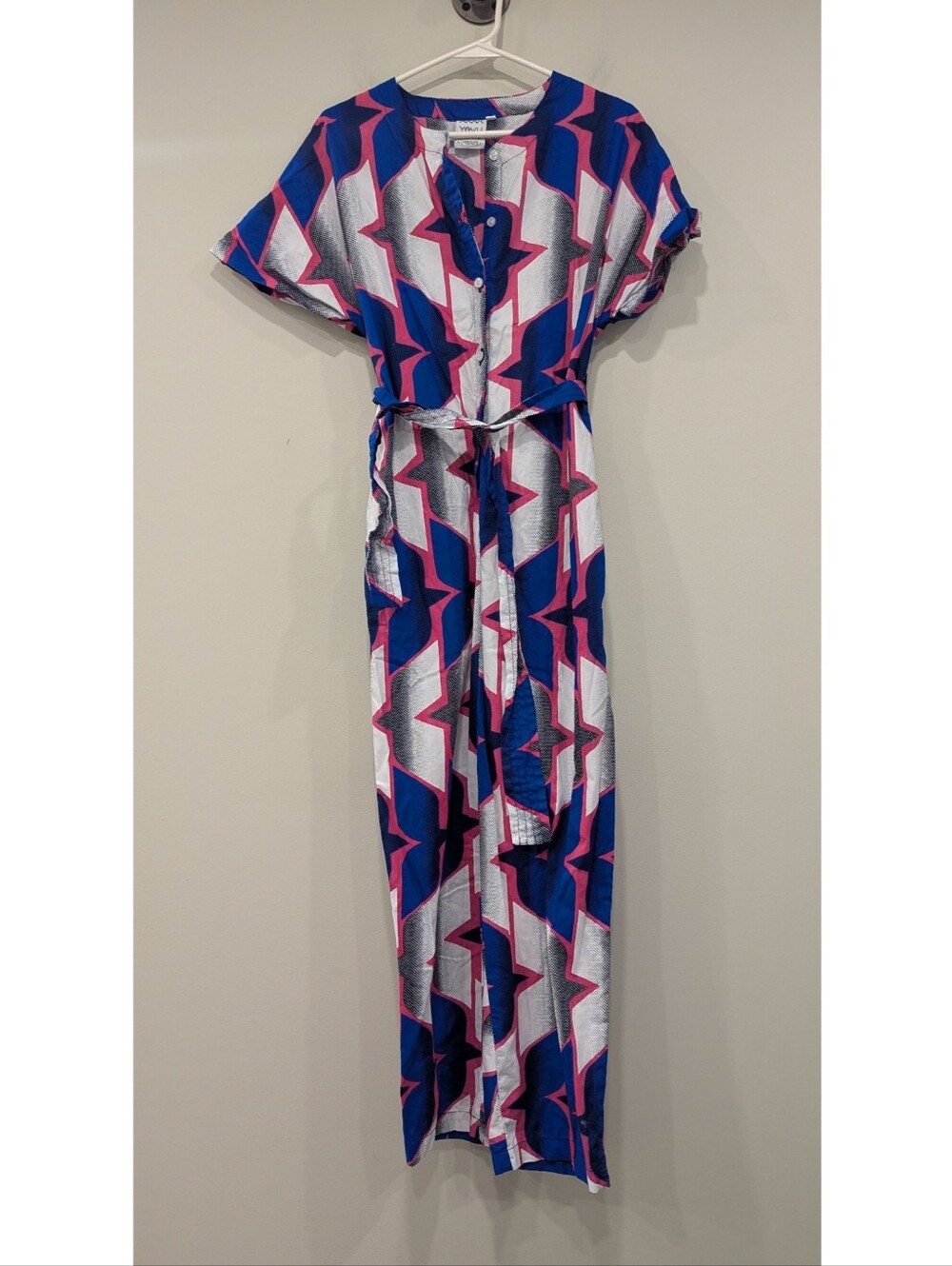 Yevu Ethically Made In Ghana Blue Pink White Jumpsuit Size XS